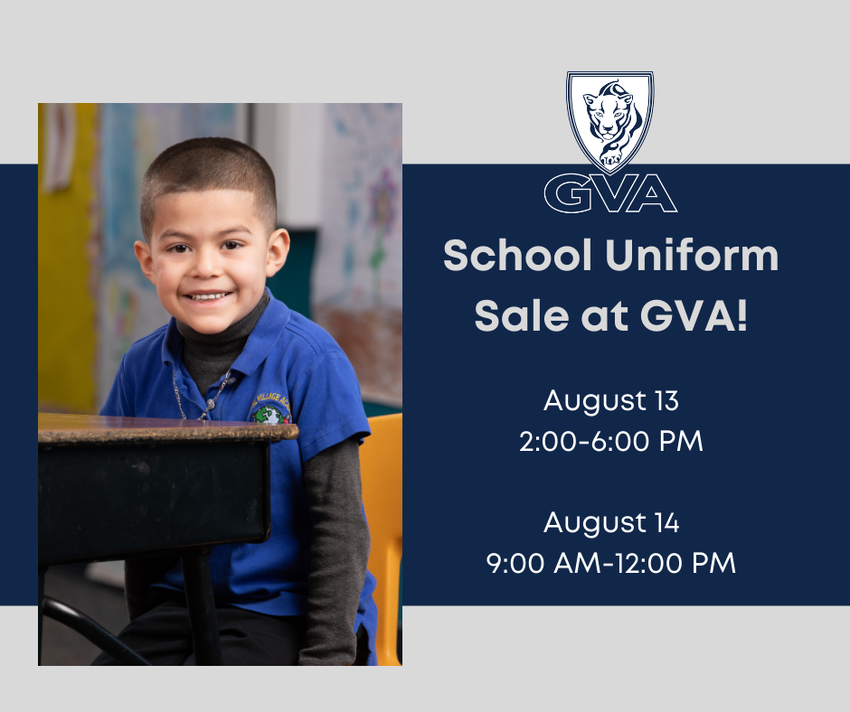 Uniform Sale on August 13 from 2-6 and August 14 from 9-12