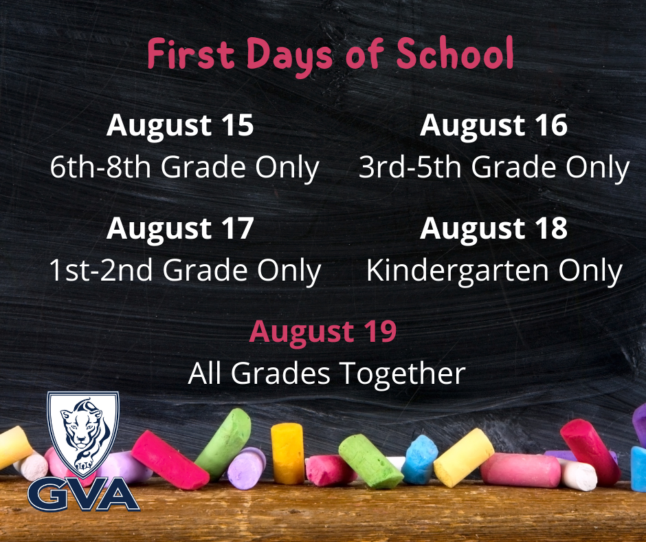 school start dates for the week of August 15-19